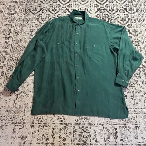 Robert Stock Men's Long Sleeve Silk Shirt Vintage Button Front Size L Oldmoney